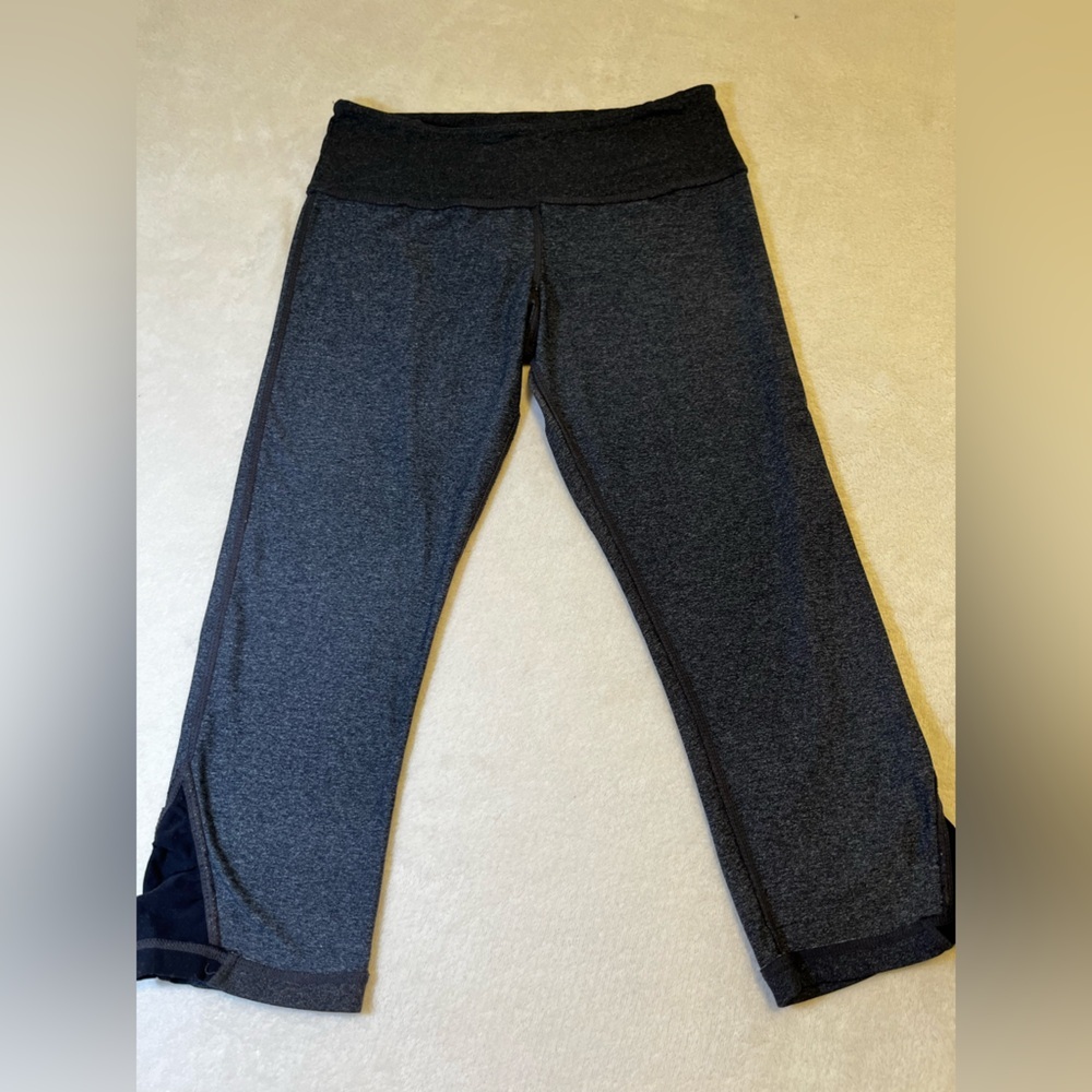 Gray High-Waist Performance Leggings Cropped Athletic Yoga Gym Pants size s